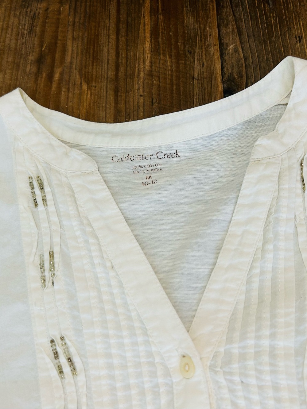 Coldwater Creek Top Tunic Boho Soft Cotton Ivory Shirt Casual Medium - Picture 3 of 7